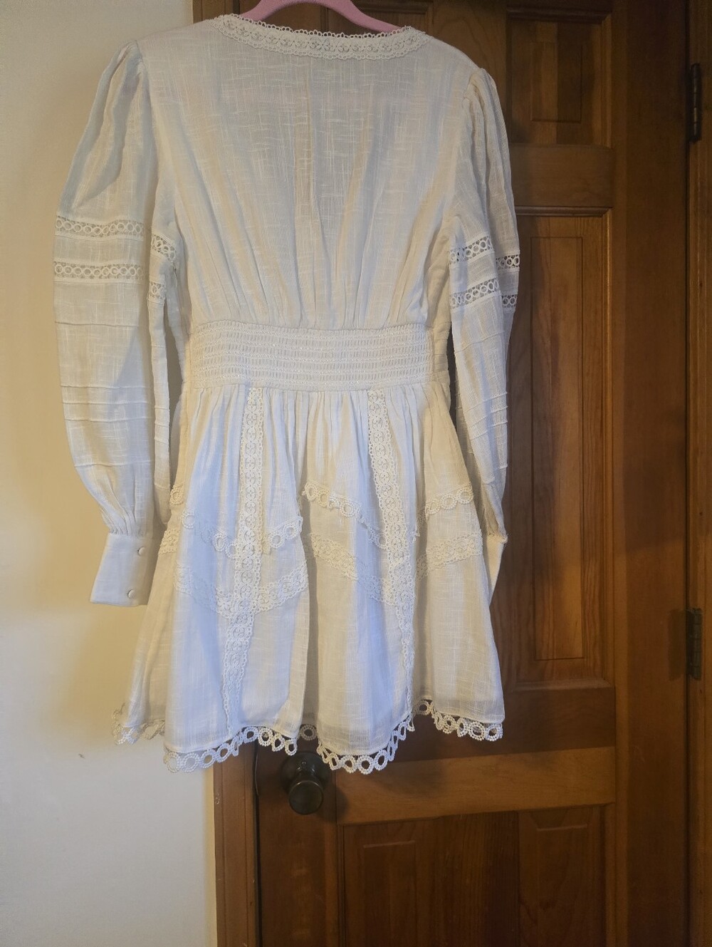 White Lace-Trim Button Front Hemant & Nandita Dress - Picture 9 of 9